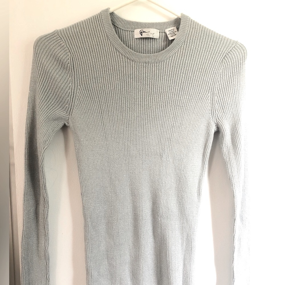 Size XS Super Stertch Knitted Pullover Gray with Sparkles